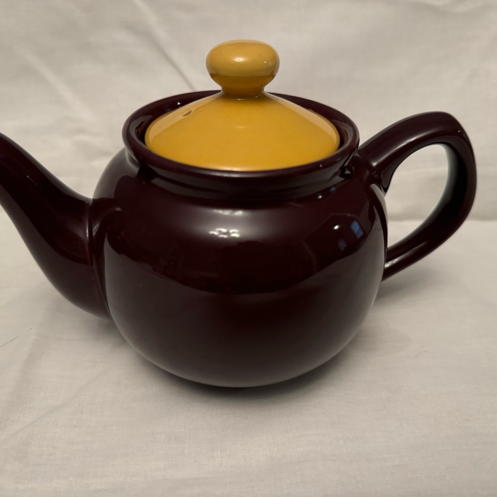 Old Amsterdam Porcelain Works Purple and Yellow Two Cup Ceramic Teapot